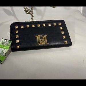 Badgley Mischka vegan leather wallet, zips, card slots NWT